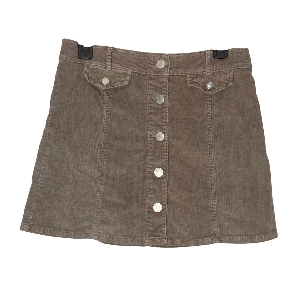 BDG Corduroy Mini Skirt 4 Brown Button Front A-Line Boho Indie Academia Fall